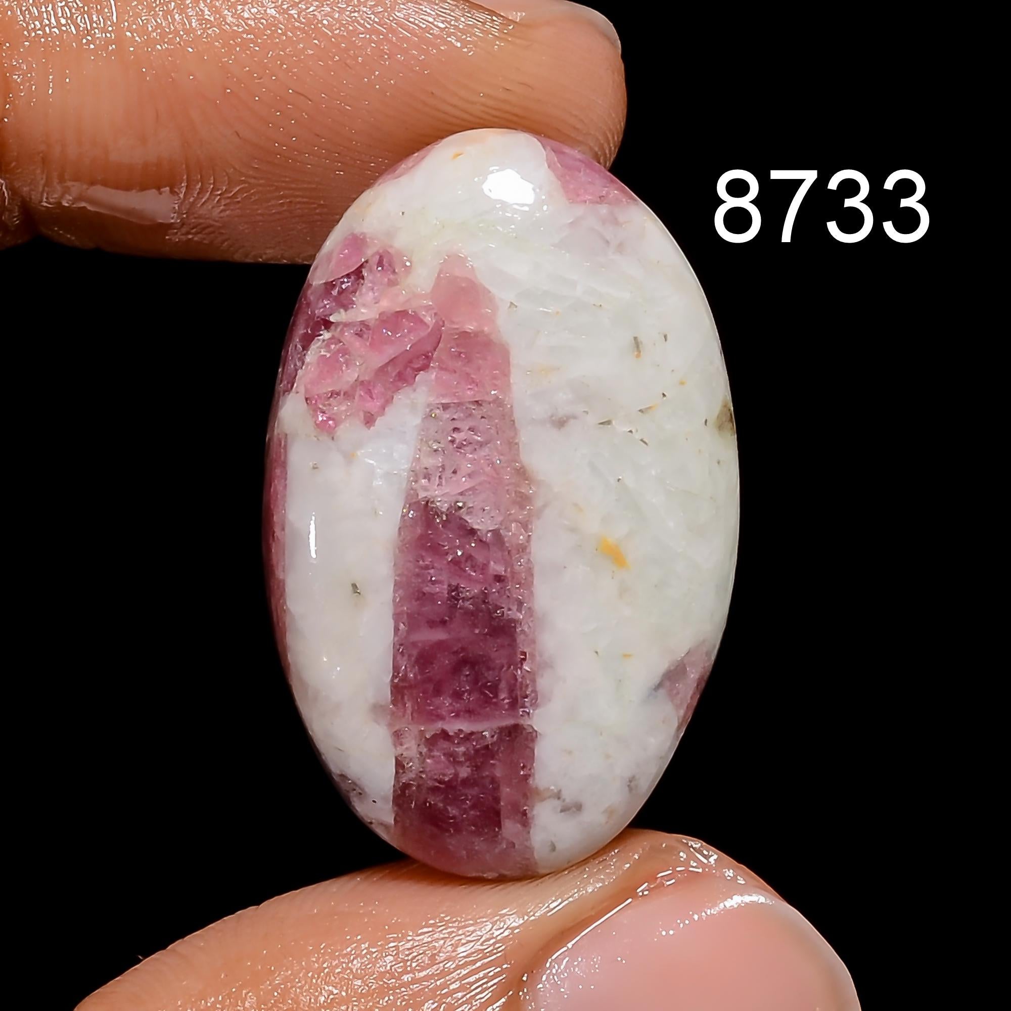 AAA Pink Tourmaline Quartz Cabochon, Loose Gemstone - image 7