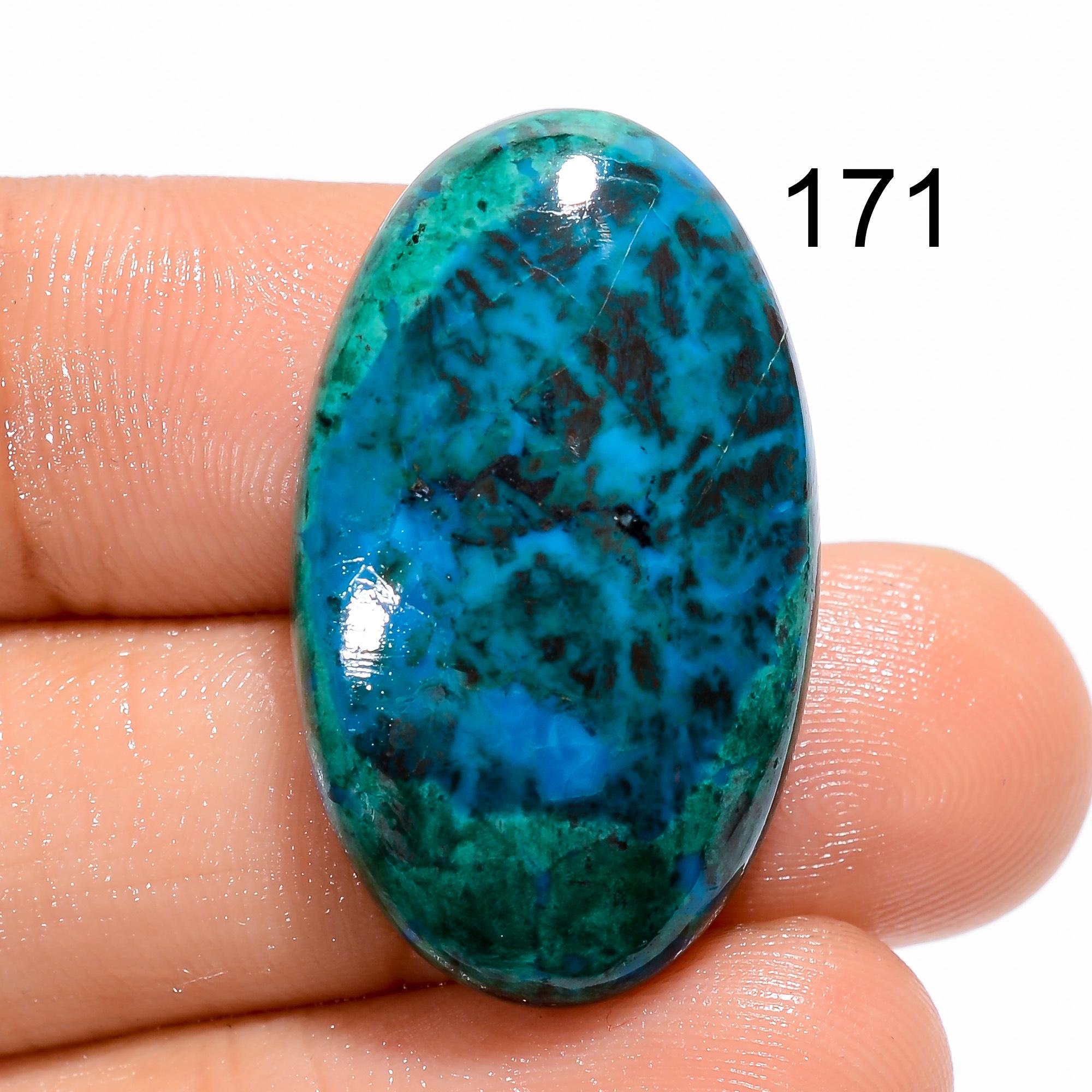 Azurite Malachite Gemstone Cabochon: Rare Mexican Pear Shape