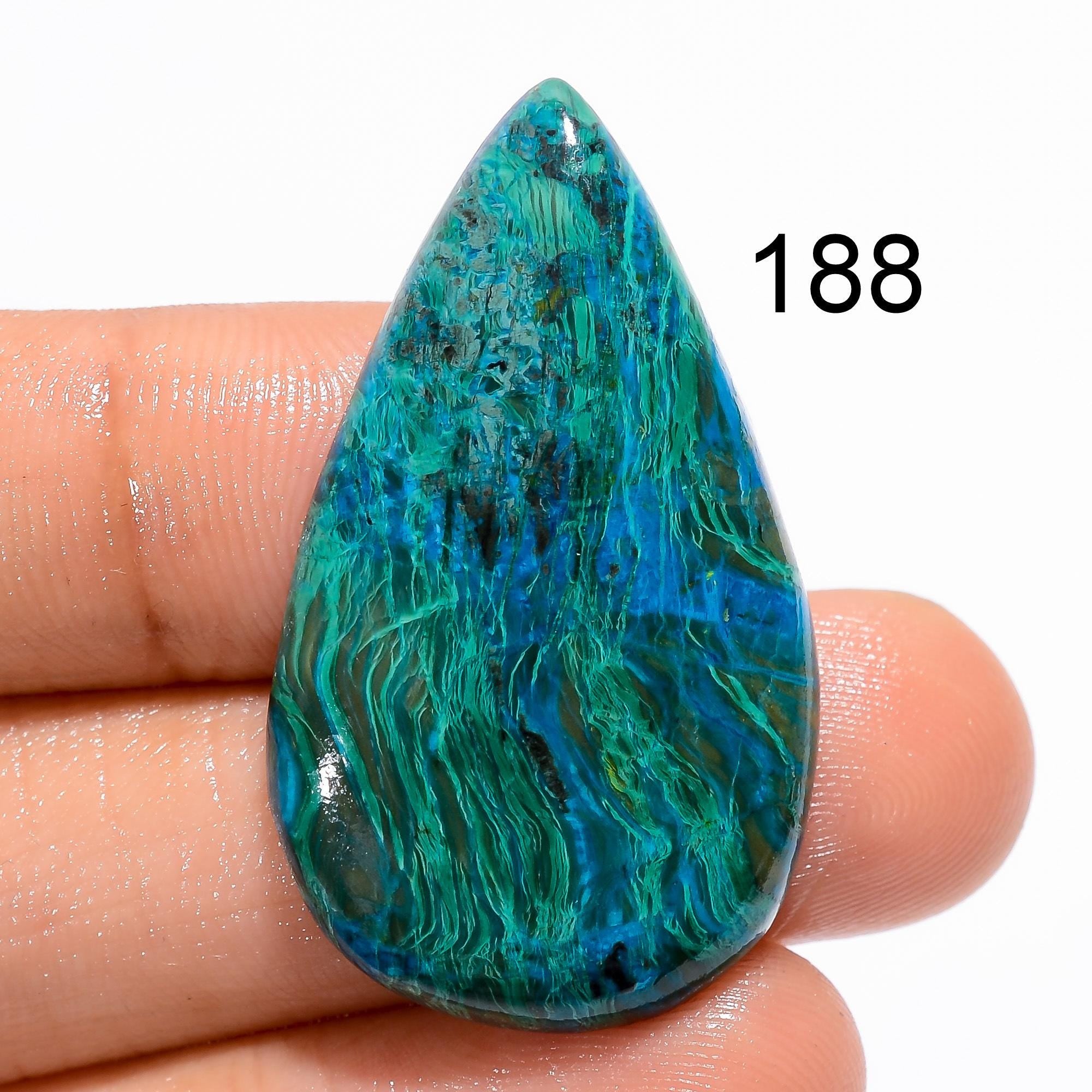 Azurite Malachite Gemstone Cabochon: Rare Mexican Pear Shape - image 7