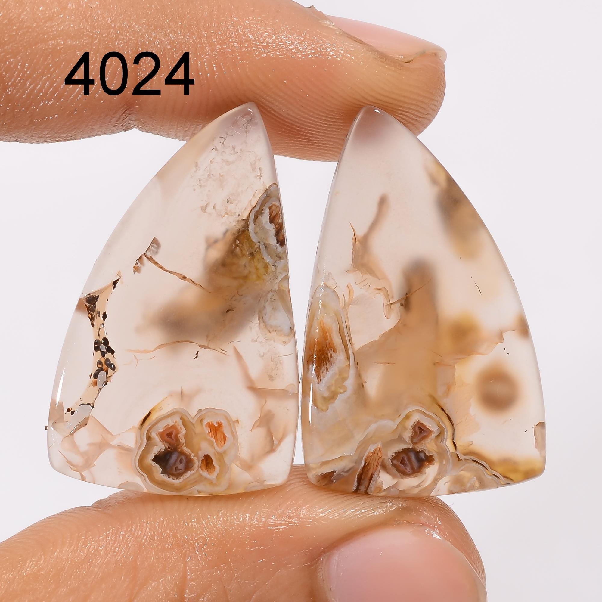 AAA Turkish Stick Agate Gemstone Pair, Designer Cabochons - image 2