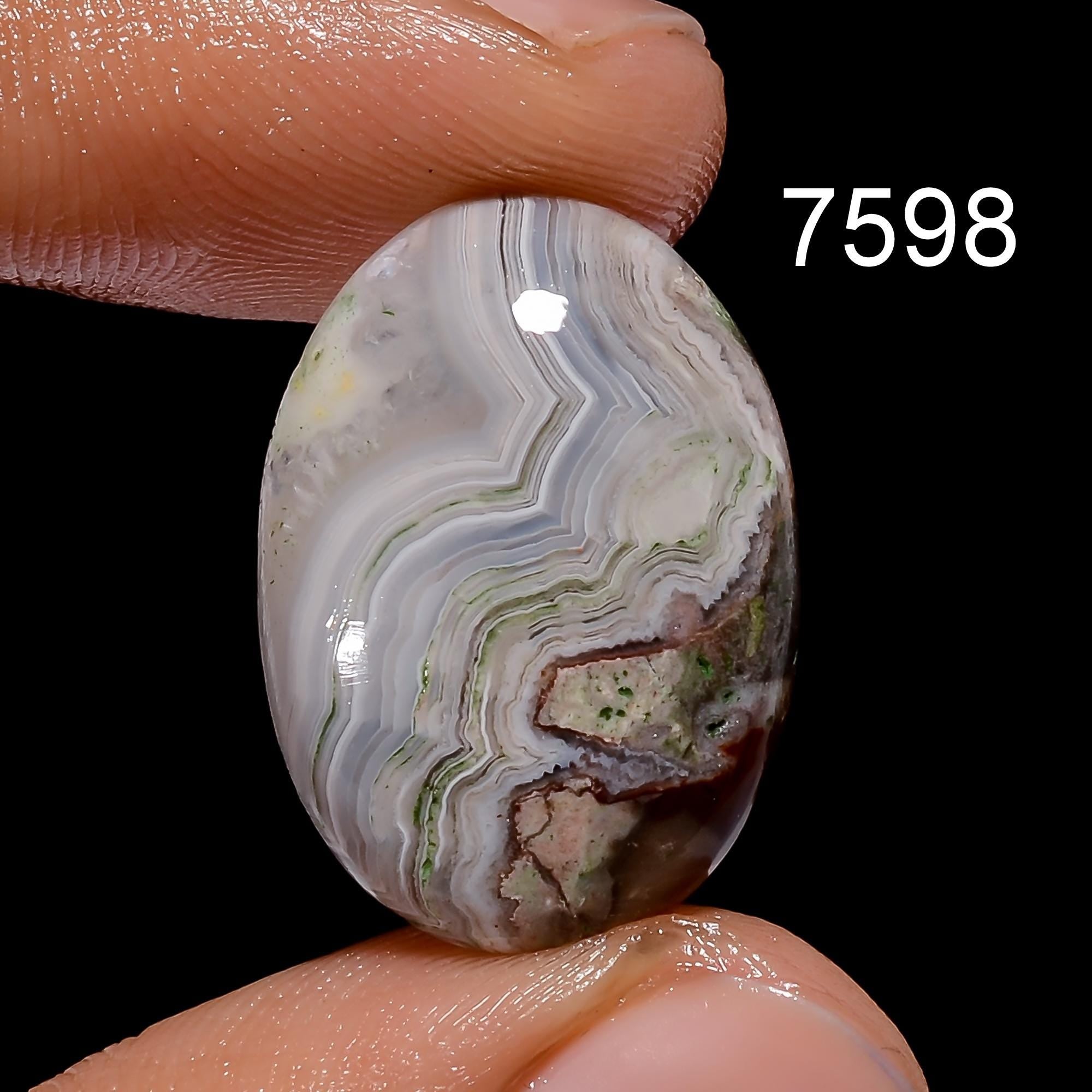 Natural Crazy Lace Agate Cabochon, Oval Shape (21X15X5 mm)