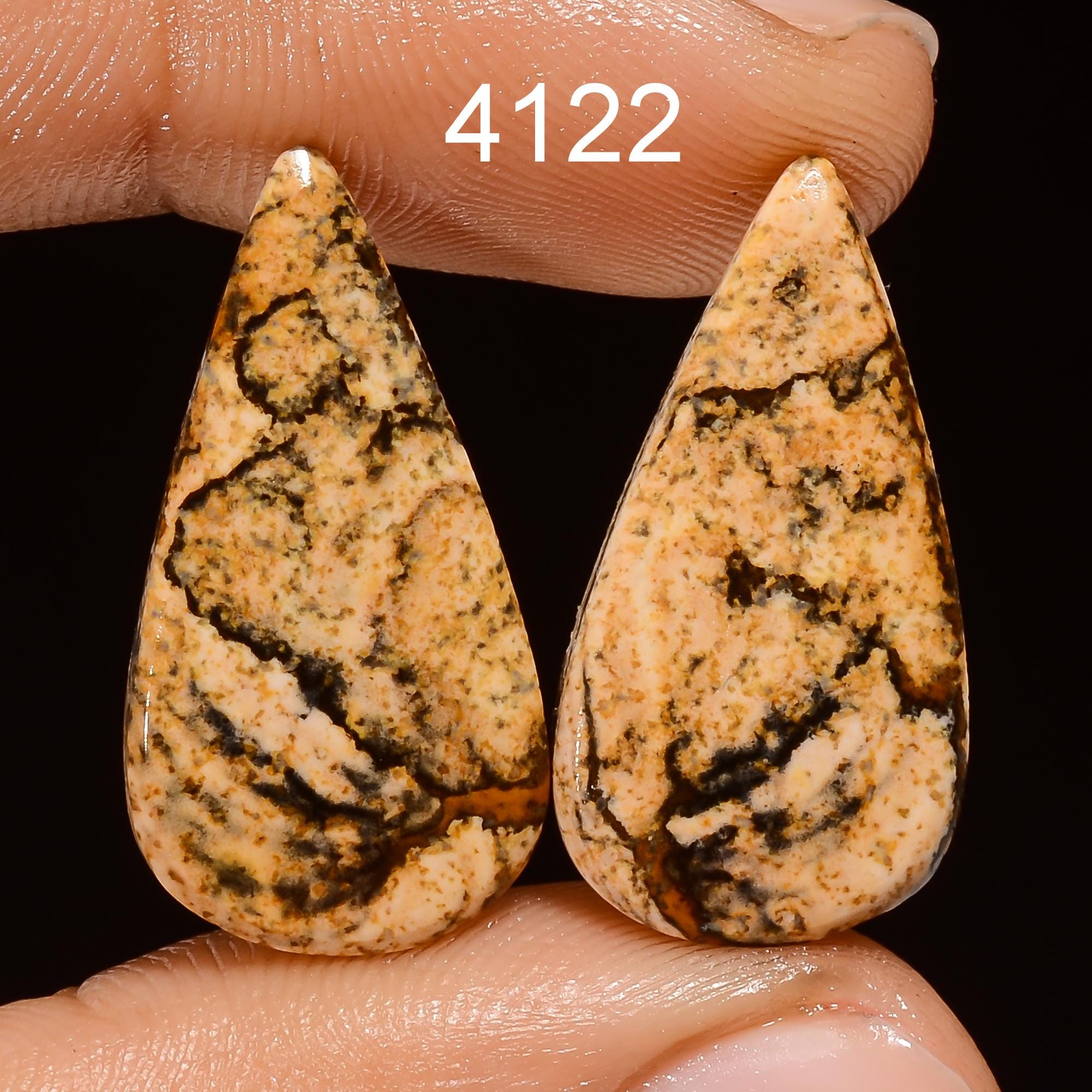 Natural Picture Jasper Cabochon Pair, AAA Quality Gemstone - image 8