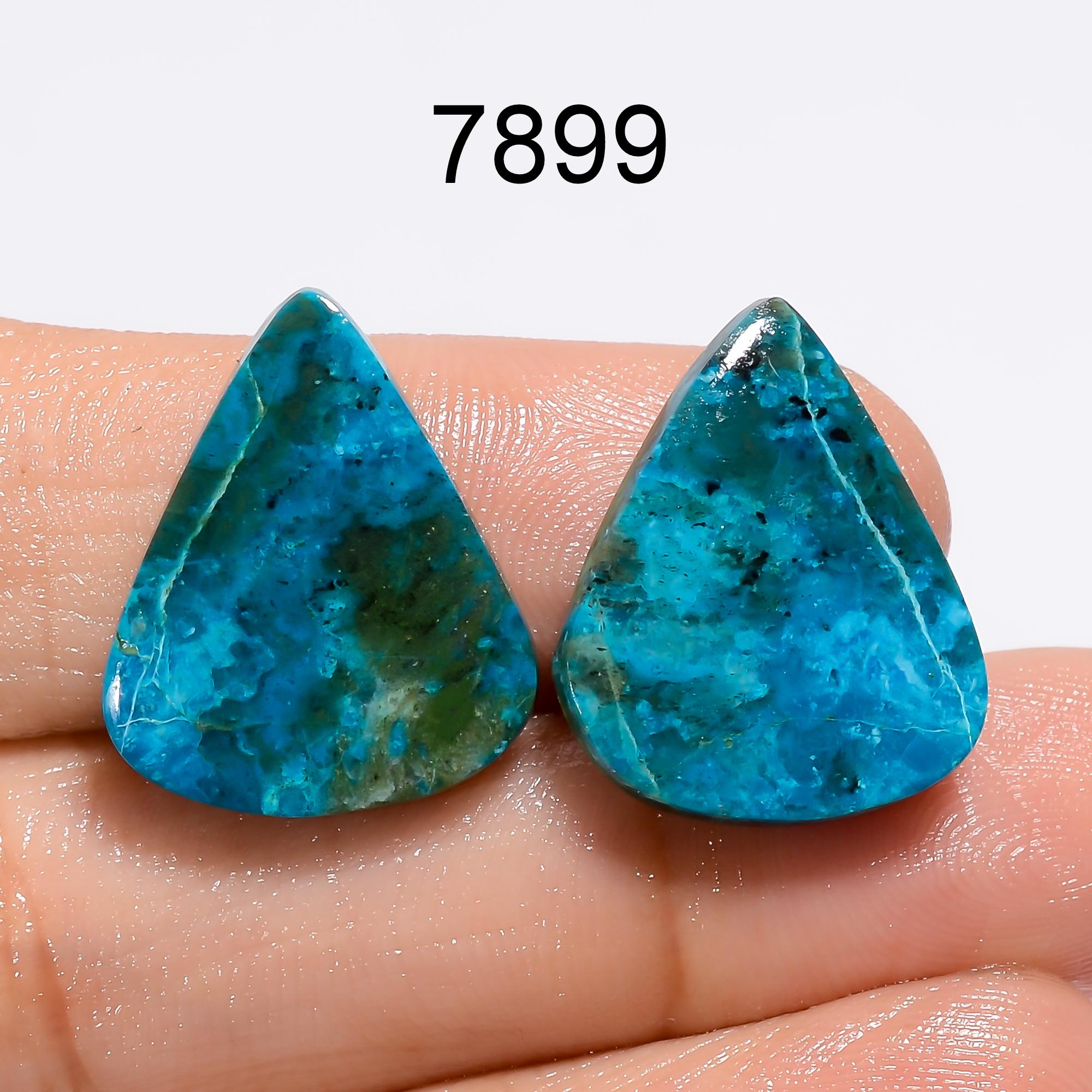 Chrysocolla Cabochon Pair, Green Gemstone, Earring Jewelry Making - image 4