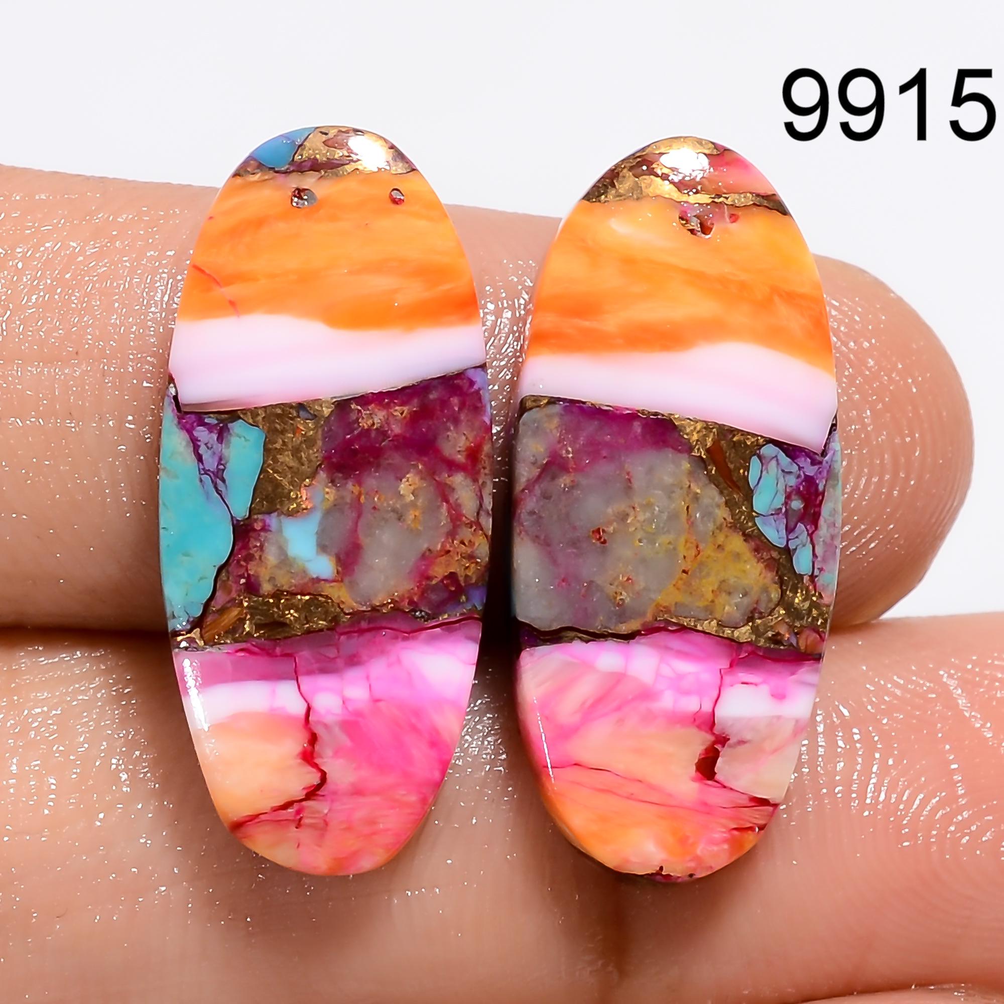 AAA Mohave Copper Turquoise Cabochon Pair, Oval Gemstone - image 7