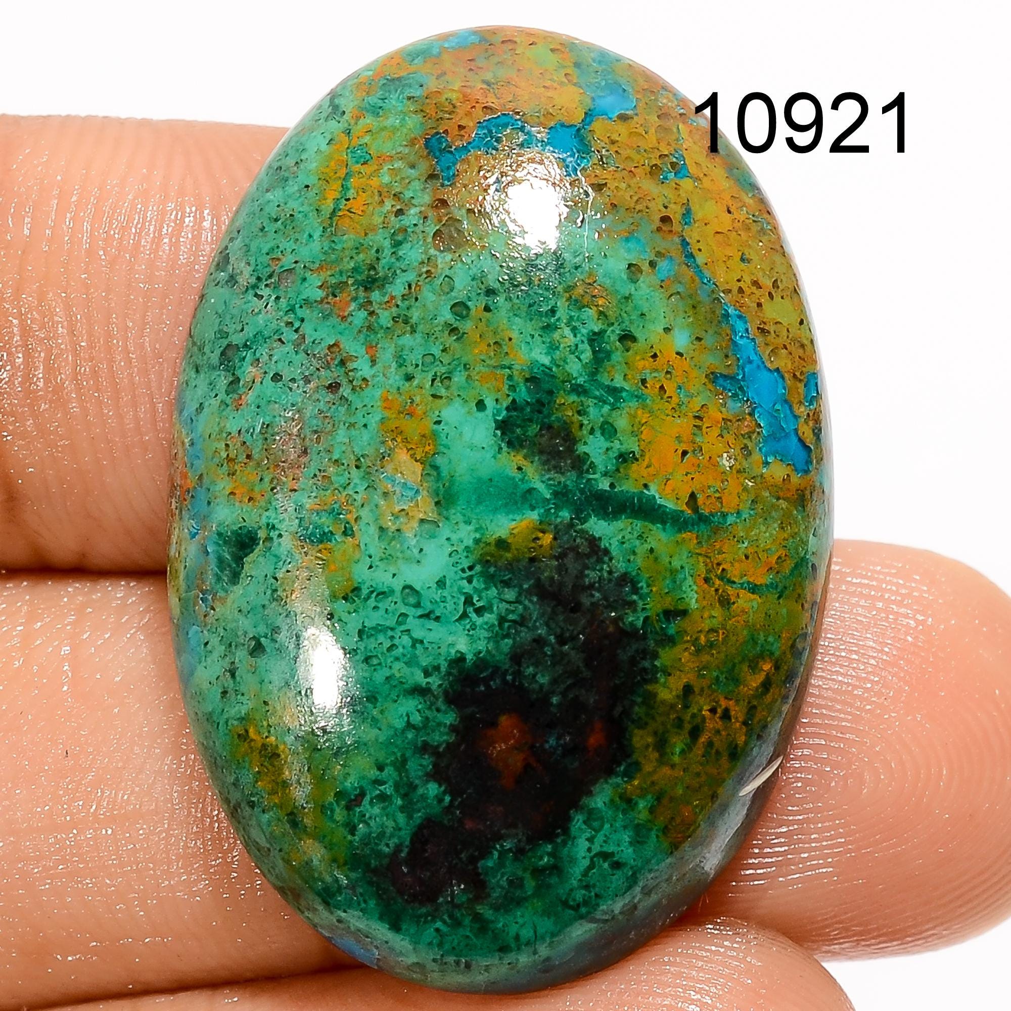 Parrot Wing Chrysocolla Cabochon, Loose Gemstone, Jewelry Making Supply