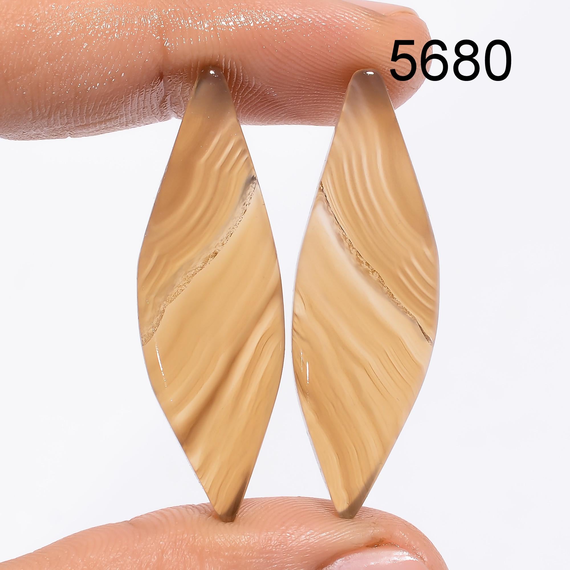Montana Agate Gemstone Pair: Rare Marquise Cabochons, AAA Quality Pendent making.