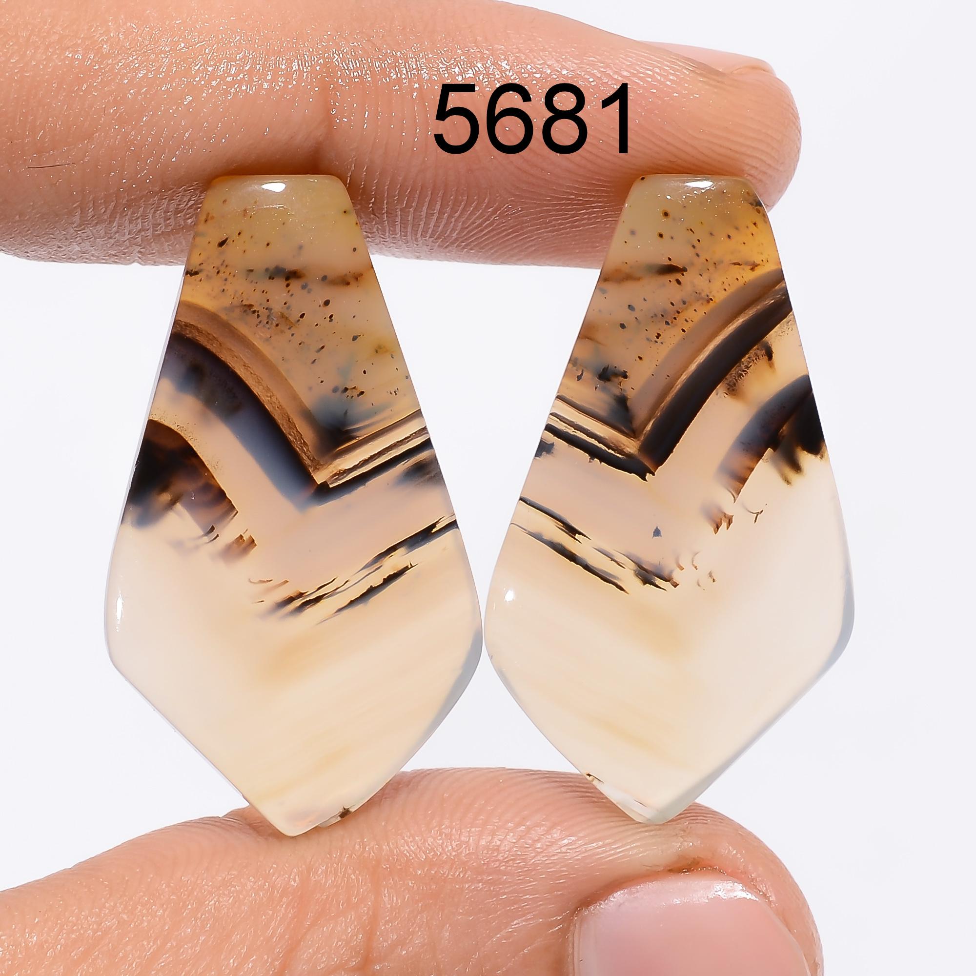 Montana Agate Gemstone Pair: Rare Marquise Cabochons, AAA Quality Pendent making. - image 2