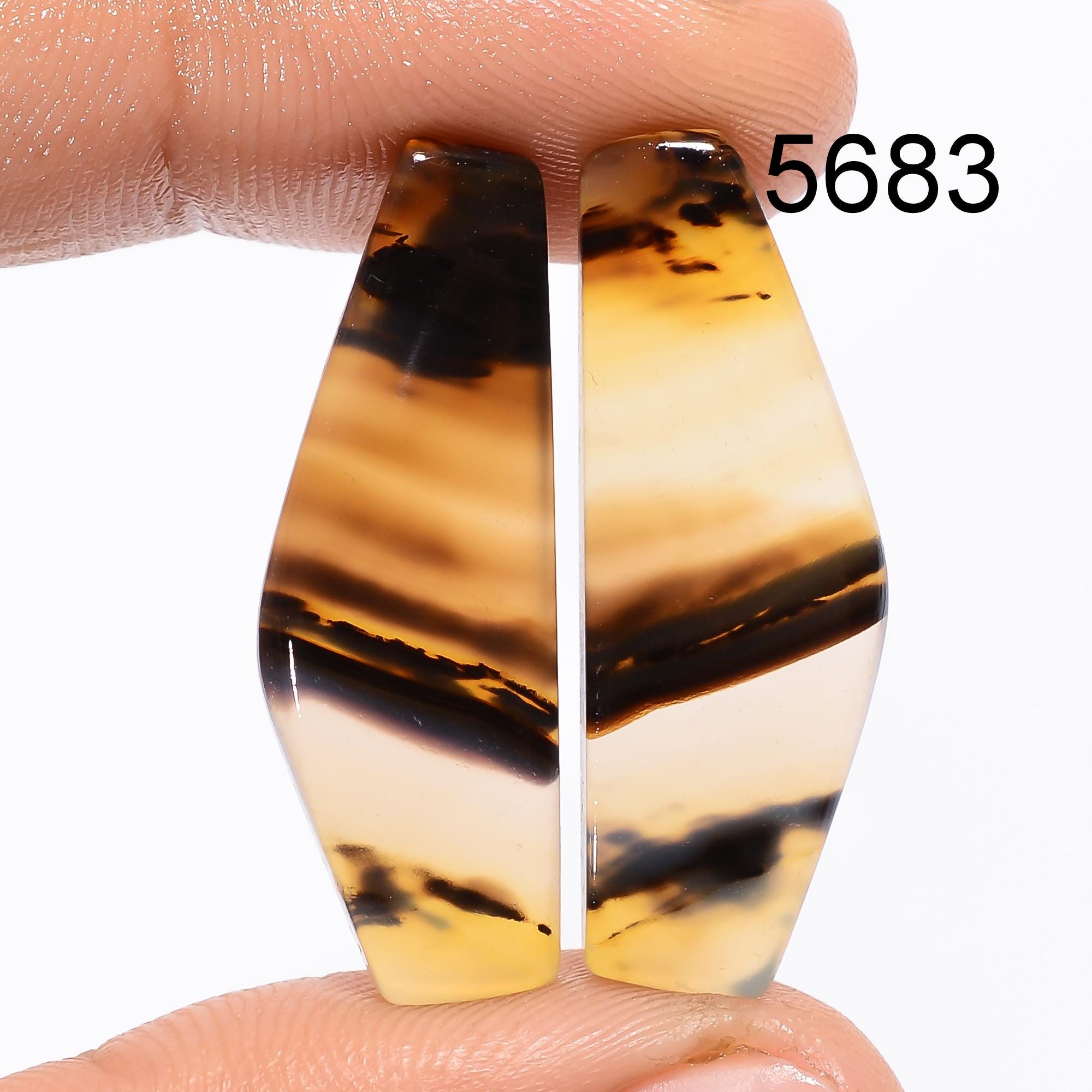 Montana Agate Gemstone Pair: Rare Marquise Cabochons, AAA Quality Pendent making. - image 4