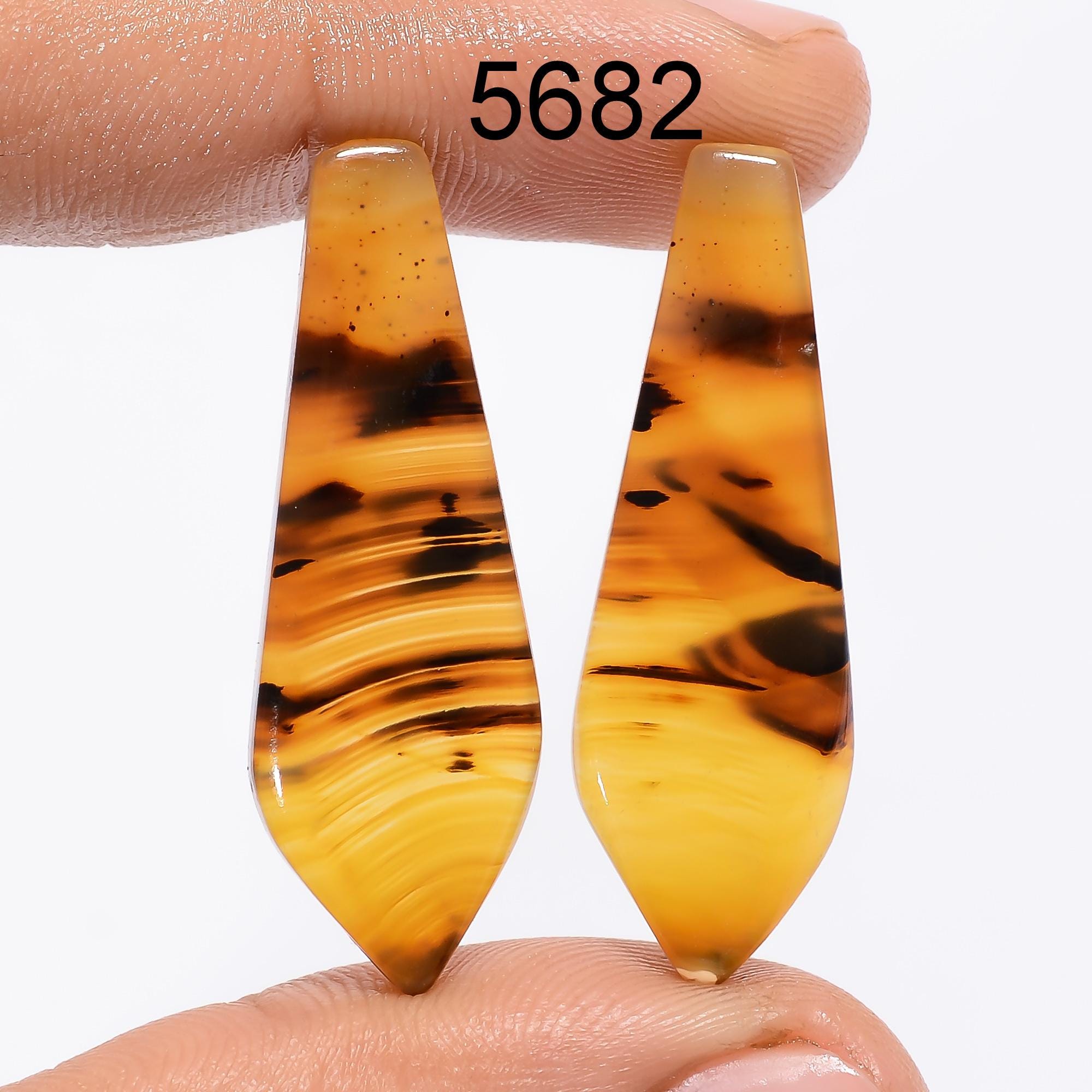 Montana Agate Gemstone Pair: Rare Marquise Cabochons, AAA Quality Pendent making. - image 3