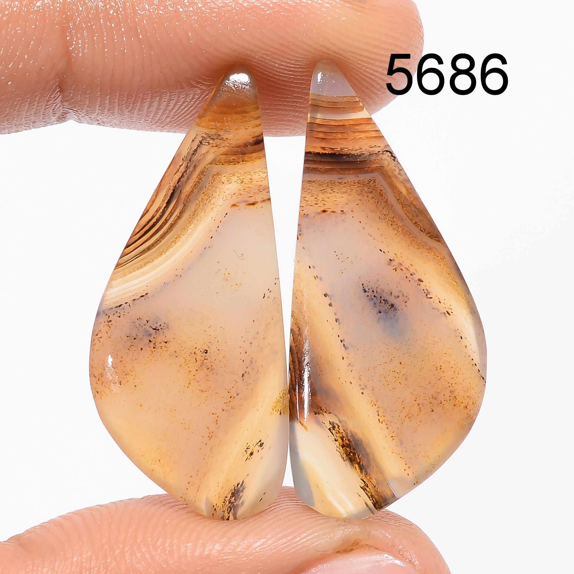 Montana Agate Gemstone Pair: Rare Marquise Cabochons, AAA Quality Pendent making. - image 5