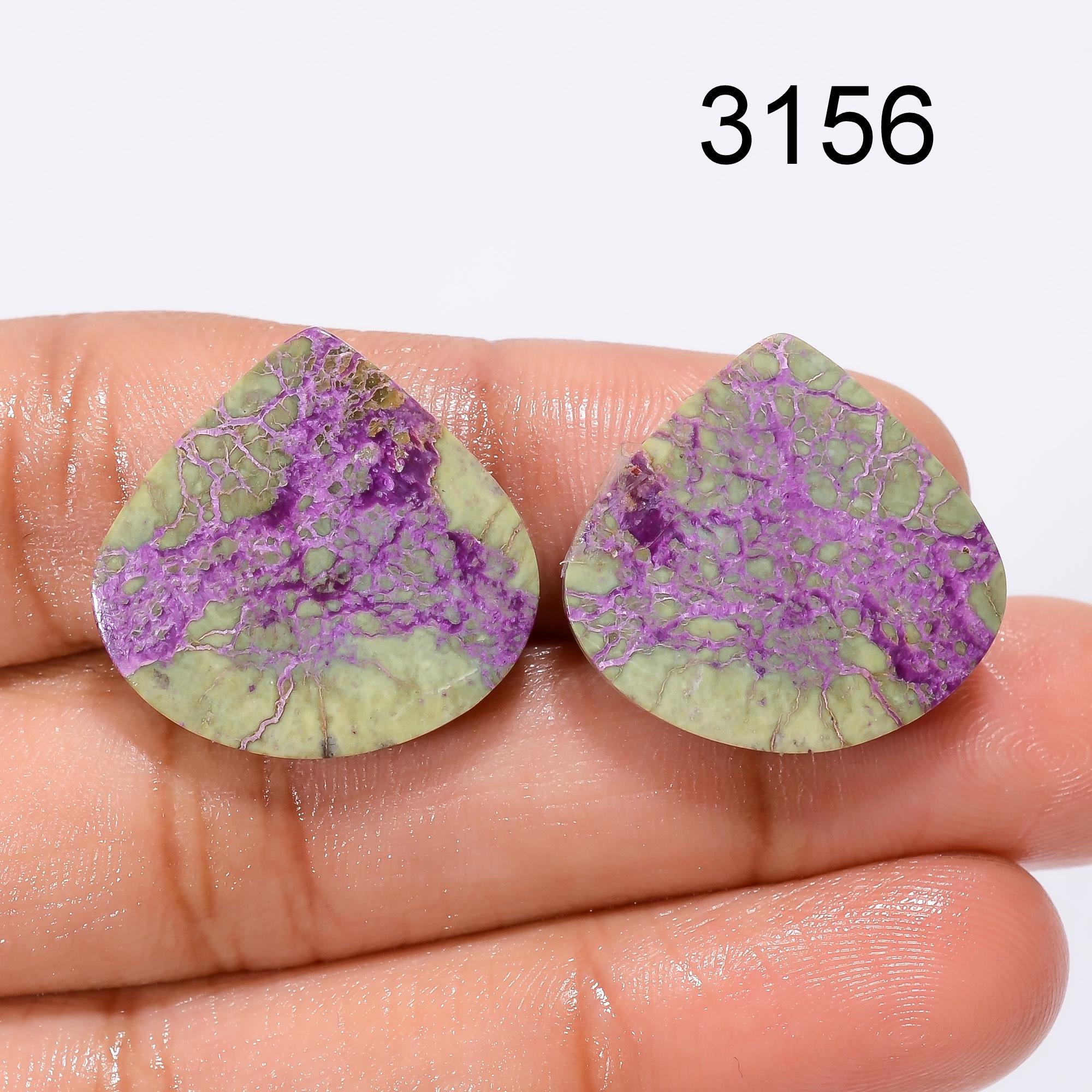 Natural Purpurite Gemstone Pair Cabochon, Purple Crystal Pendant Supply - image 3