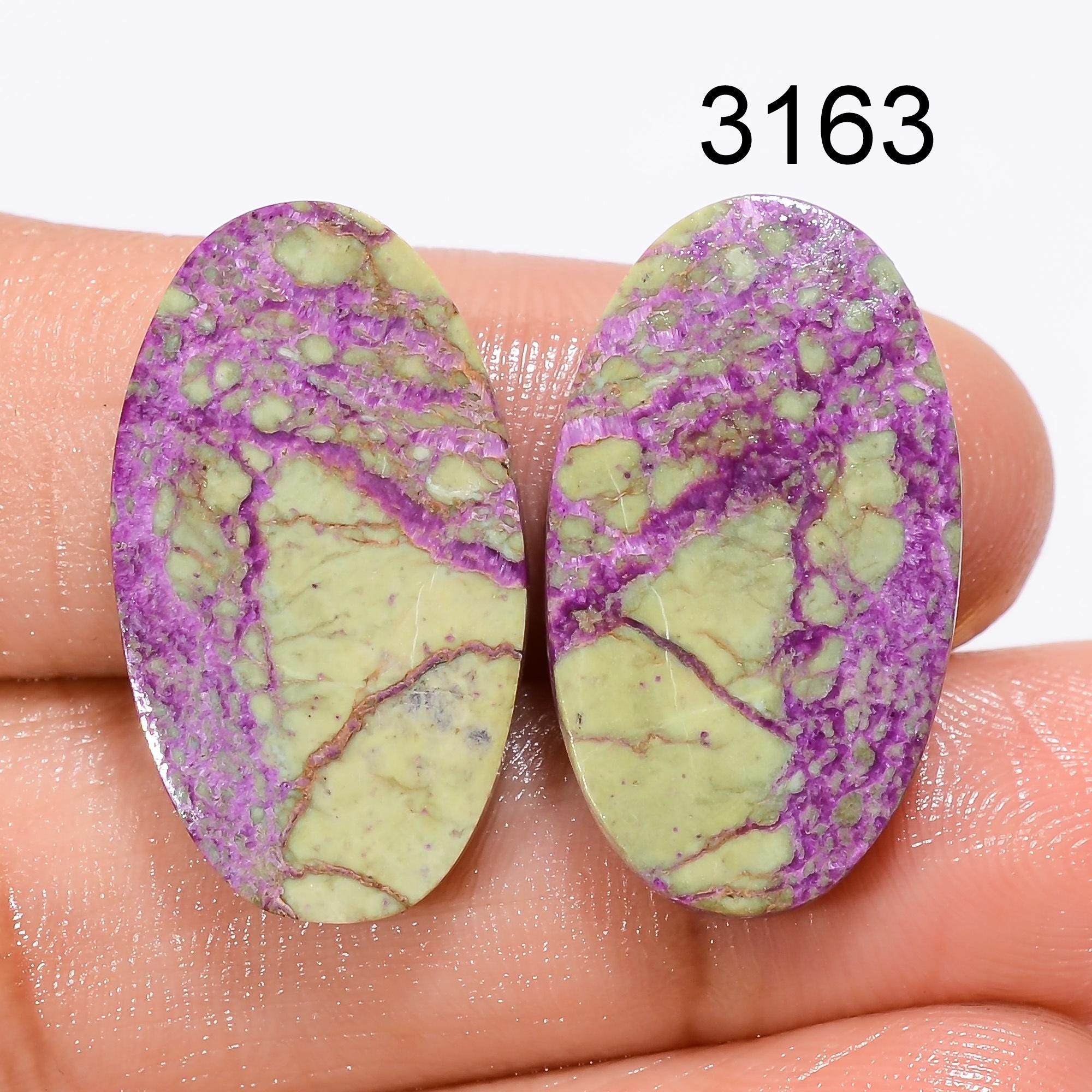 Natural Purpurite Gemstone Pair Cabochon, Purple Crystal Pendant Supply - image 8