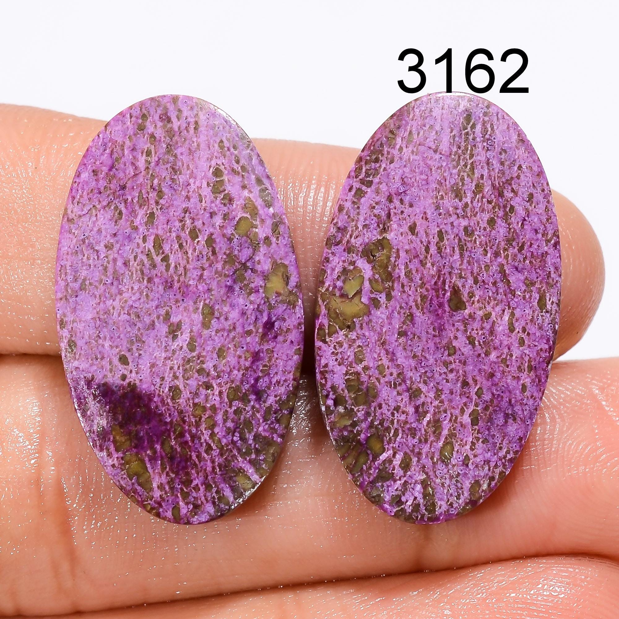 Natural Purpurite Gemstone Pair Cabochon, Purple Crystal Pendant Supply - image 7