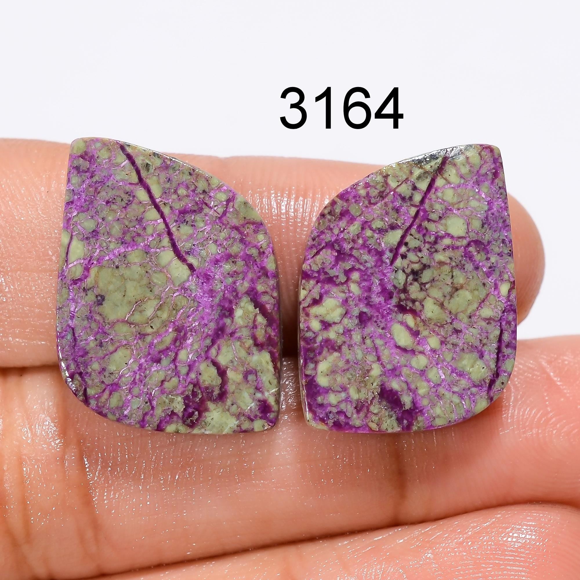 Natural Purpurite Gemstone Pair Cabochon, Purple Crystal Pendant Supply - image 9