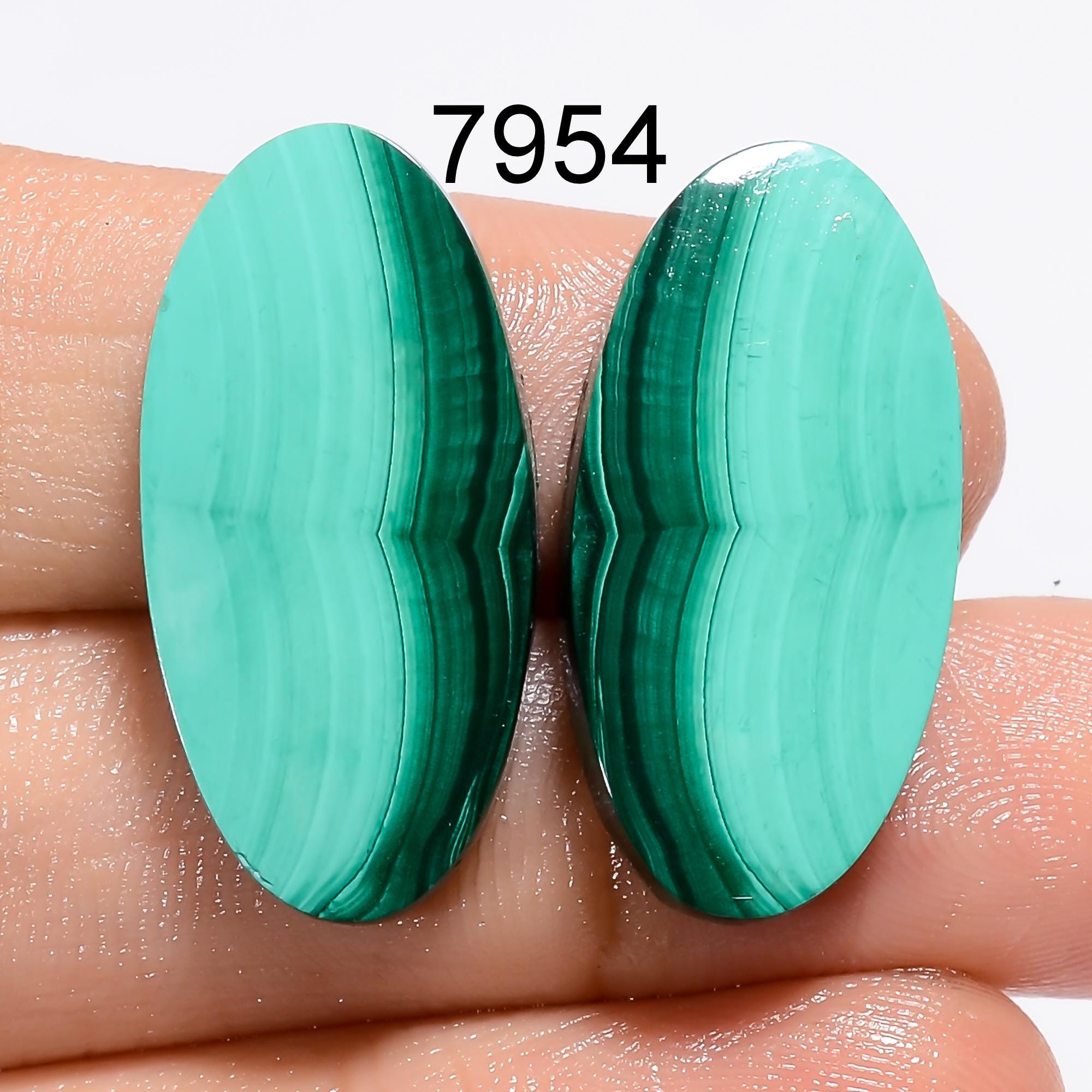 Natural Malachite Chrysocolla Pair Gemstone Cabochons, Jewelry Making Supply AAA Quality - image 11