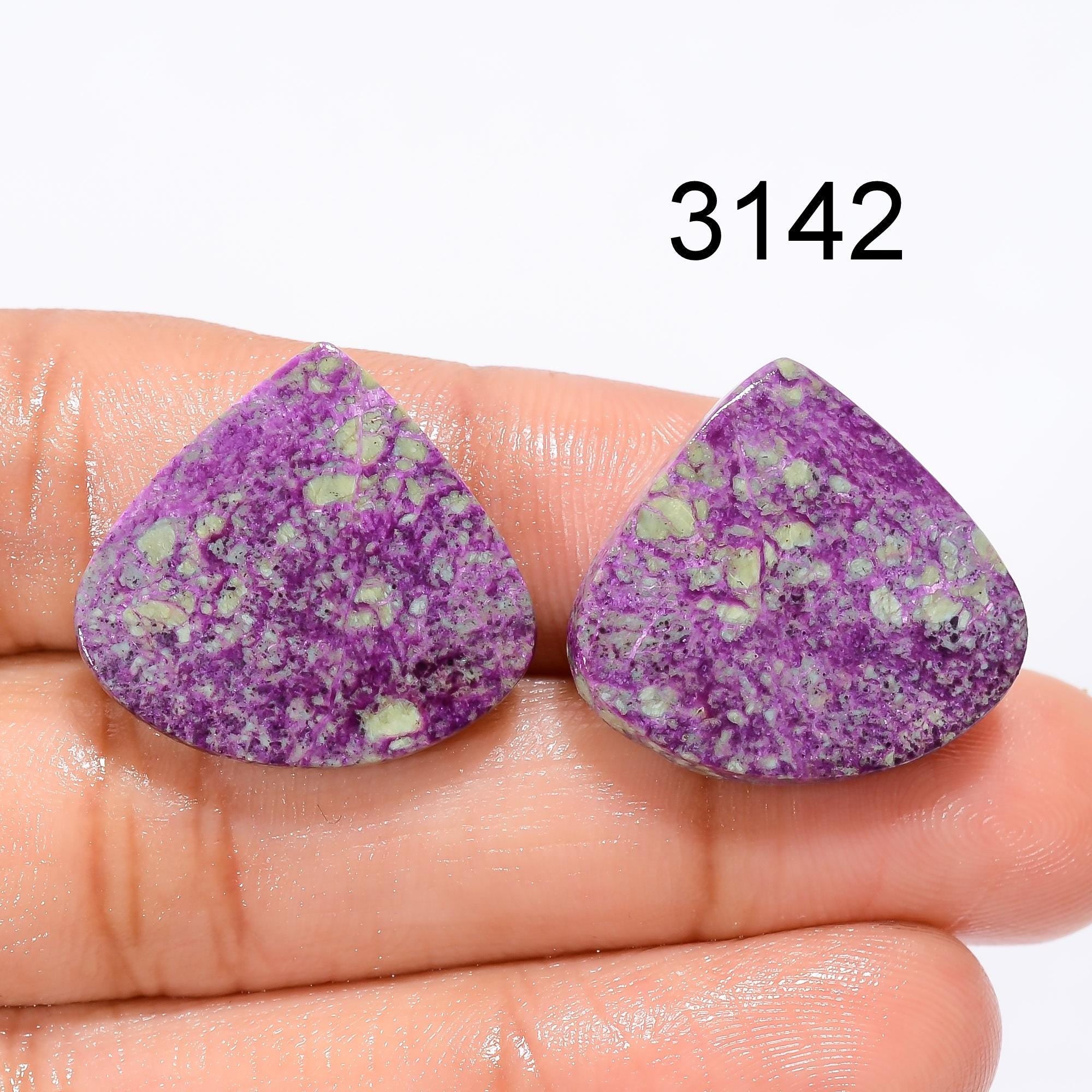 Natural Purpurite Gemstone Pair Cabochon, Purple Crystal Pendant Supply - image 2