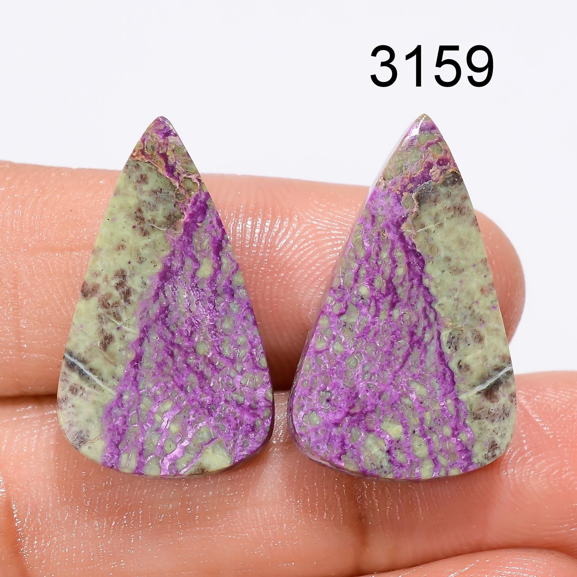 Natural Purpurite Gemstone Pair Cabochon, Purple Crystal Pendant Supply - image 4
