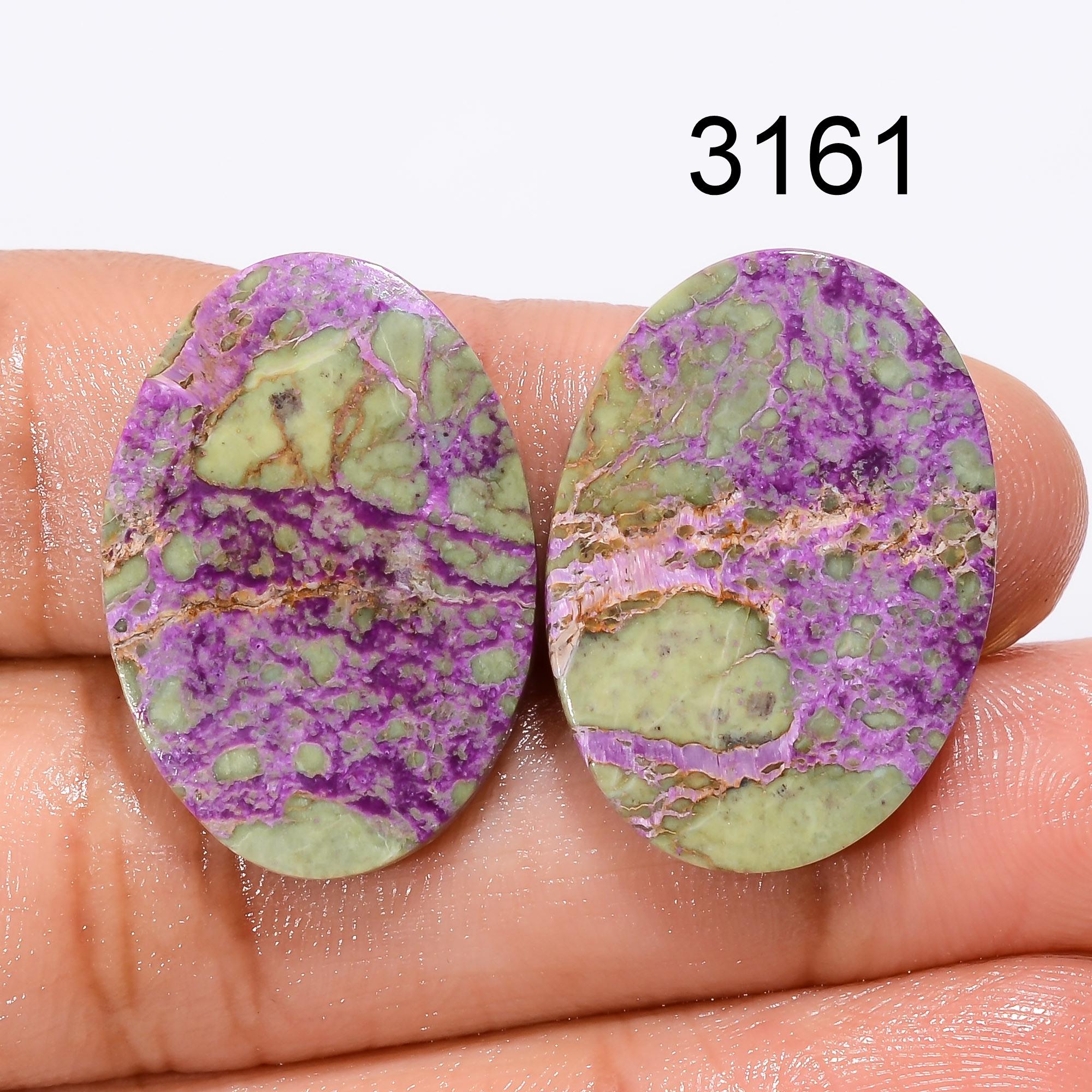 Natural Purpurite Gemstone Pair Cabochon, Purple Crystal Pendant Supply - image 6