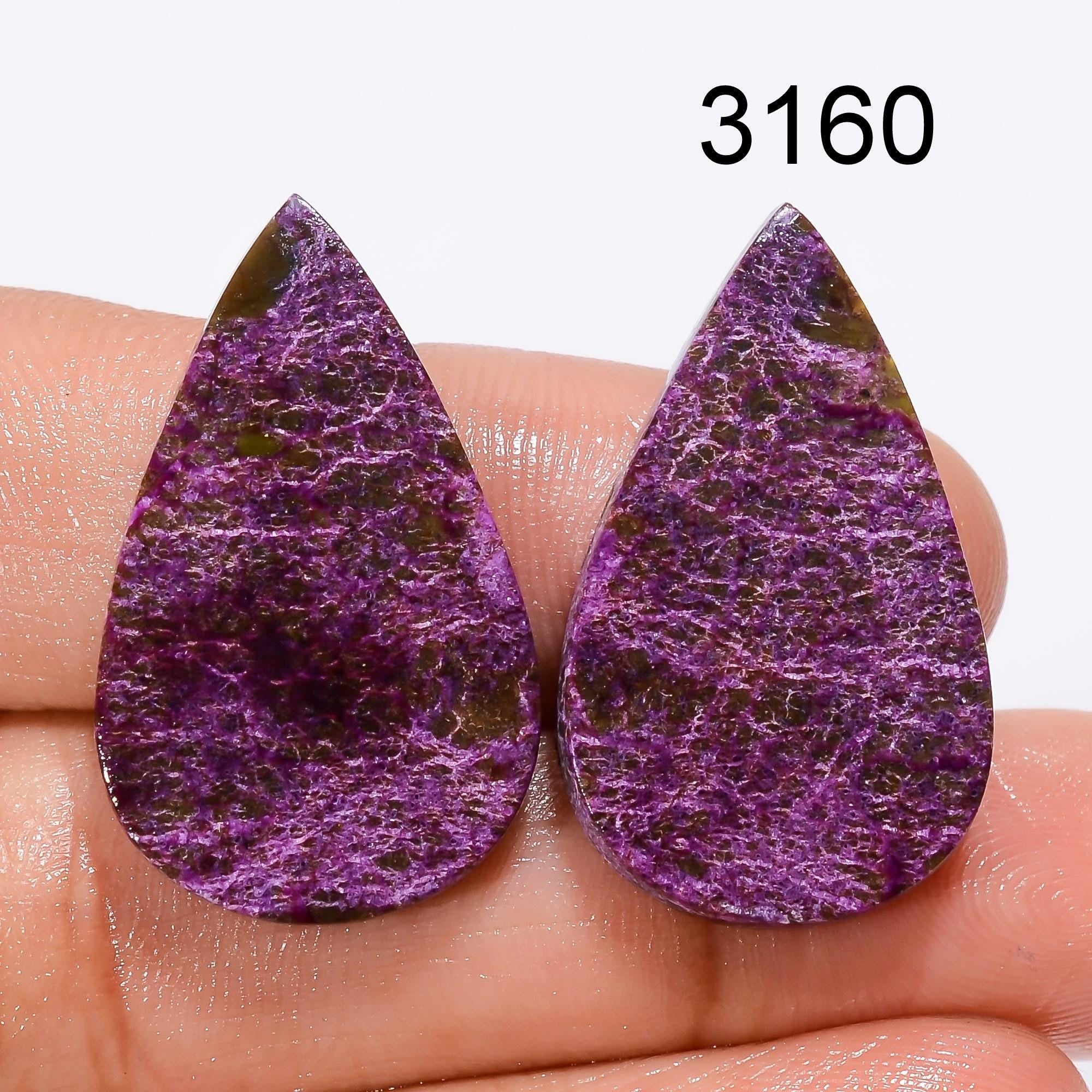 Natural Purpurite Gemstone Pair Cabochon, Purple Crystal Pendant Supply - image 5
