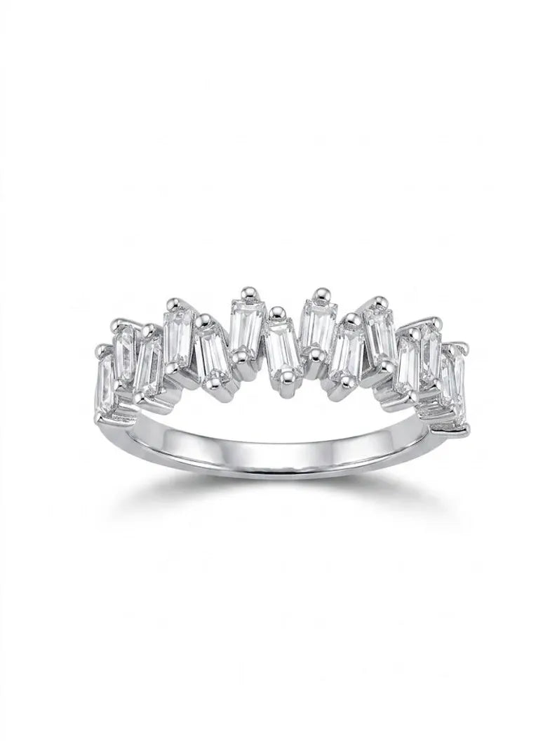 Minimalist Promise Ring with Geometric Baguette Eternity Band