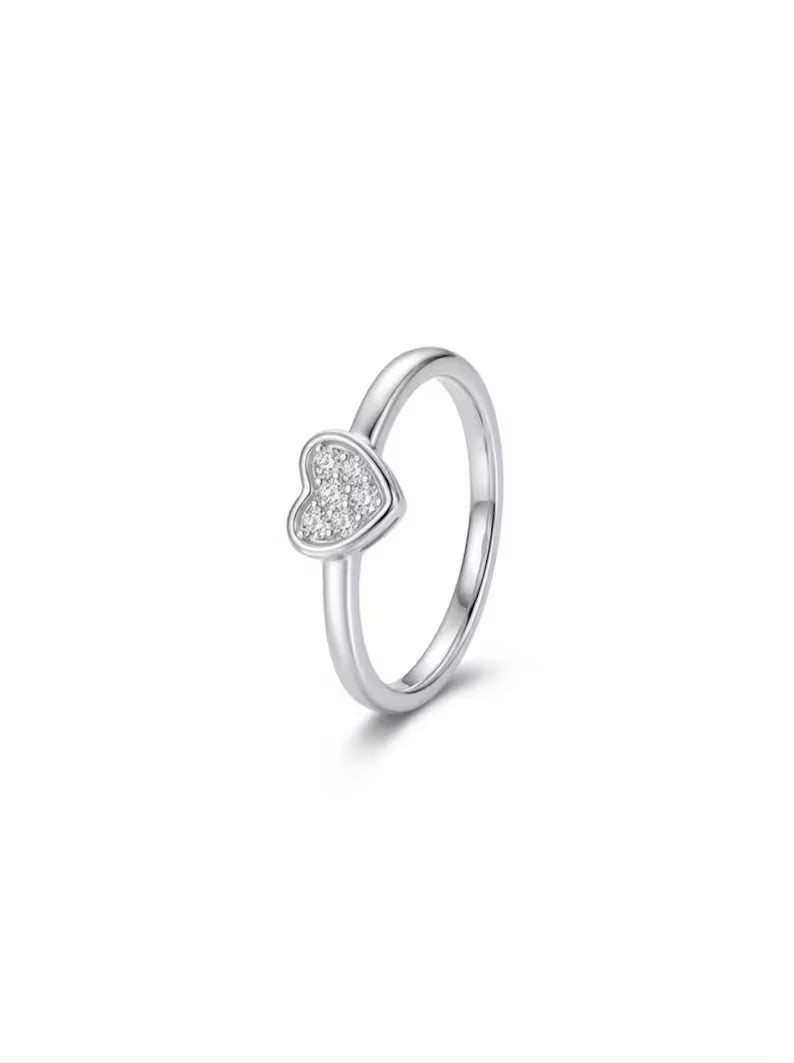 Minimalist Sterling Silver Heart Stacking Band for Everyday Wear