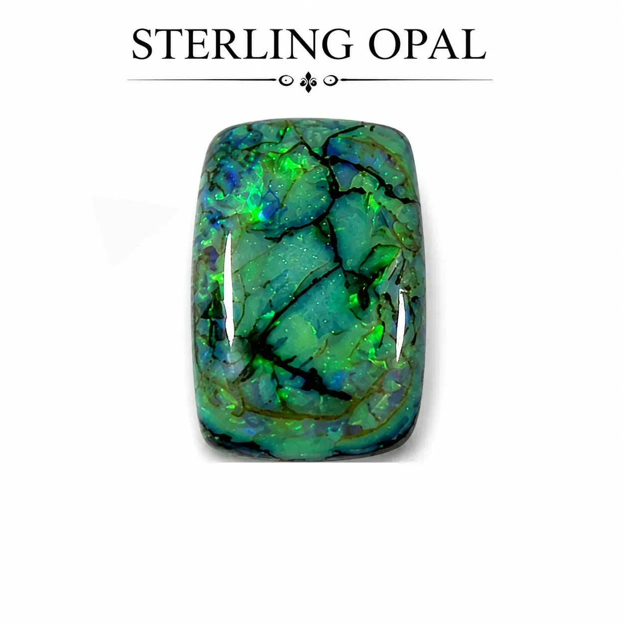 Front view of Octagon Monarch Opal Cabochon, Sterling Opal, 21x16mm AAA grade