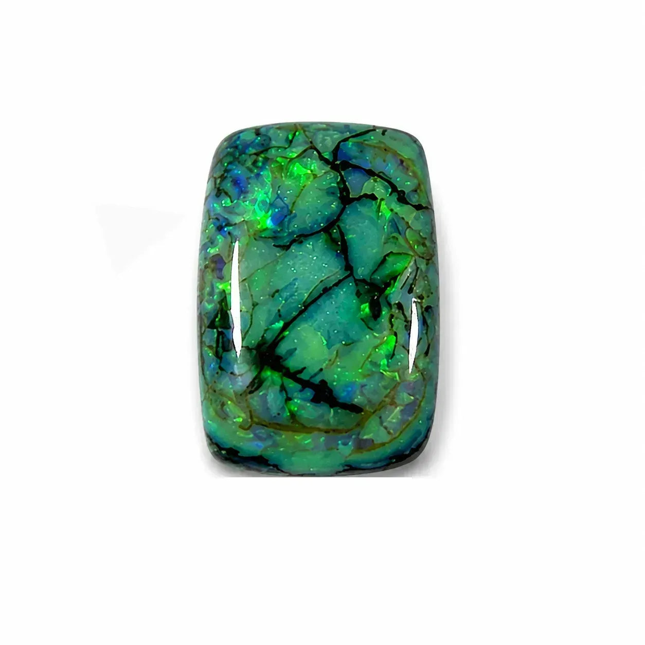 Front view of Octagon Monarch Opal Cabochon, Sterling Opal, 21x16mm AAA grade