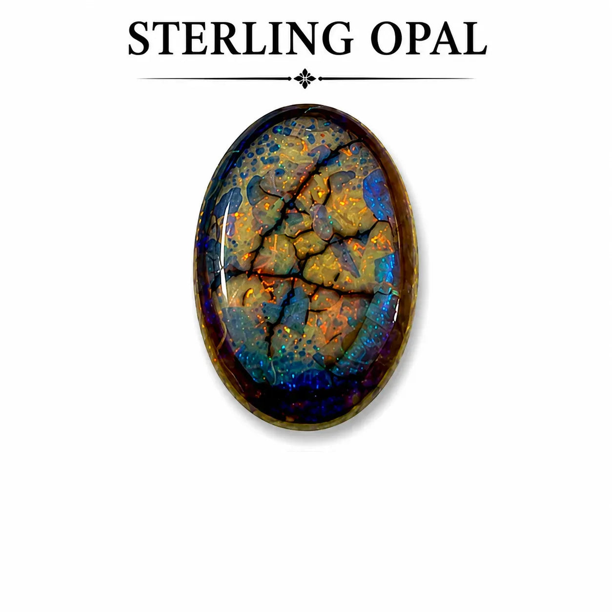 Oval shape Sterling Opal Cabochon, 14x21mm, 6 carats, AAA grade front view