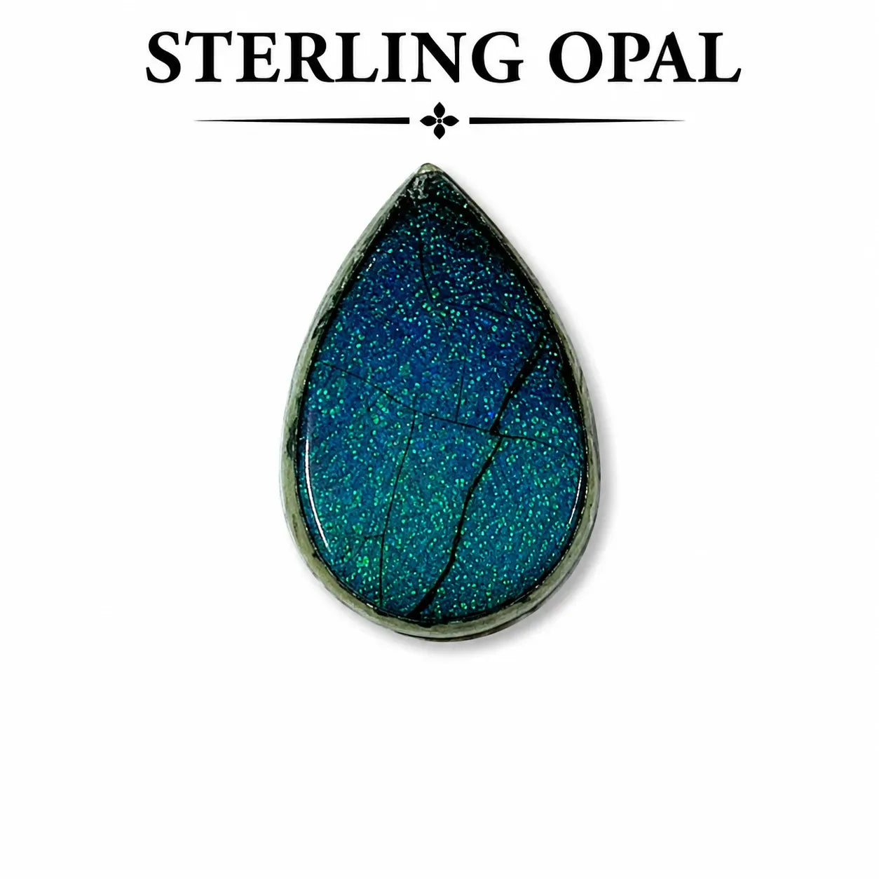 Pear/teardrop shape Sterling Opal Cabochon, 16x23mm, 6 carats, AAA grade front view