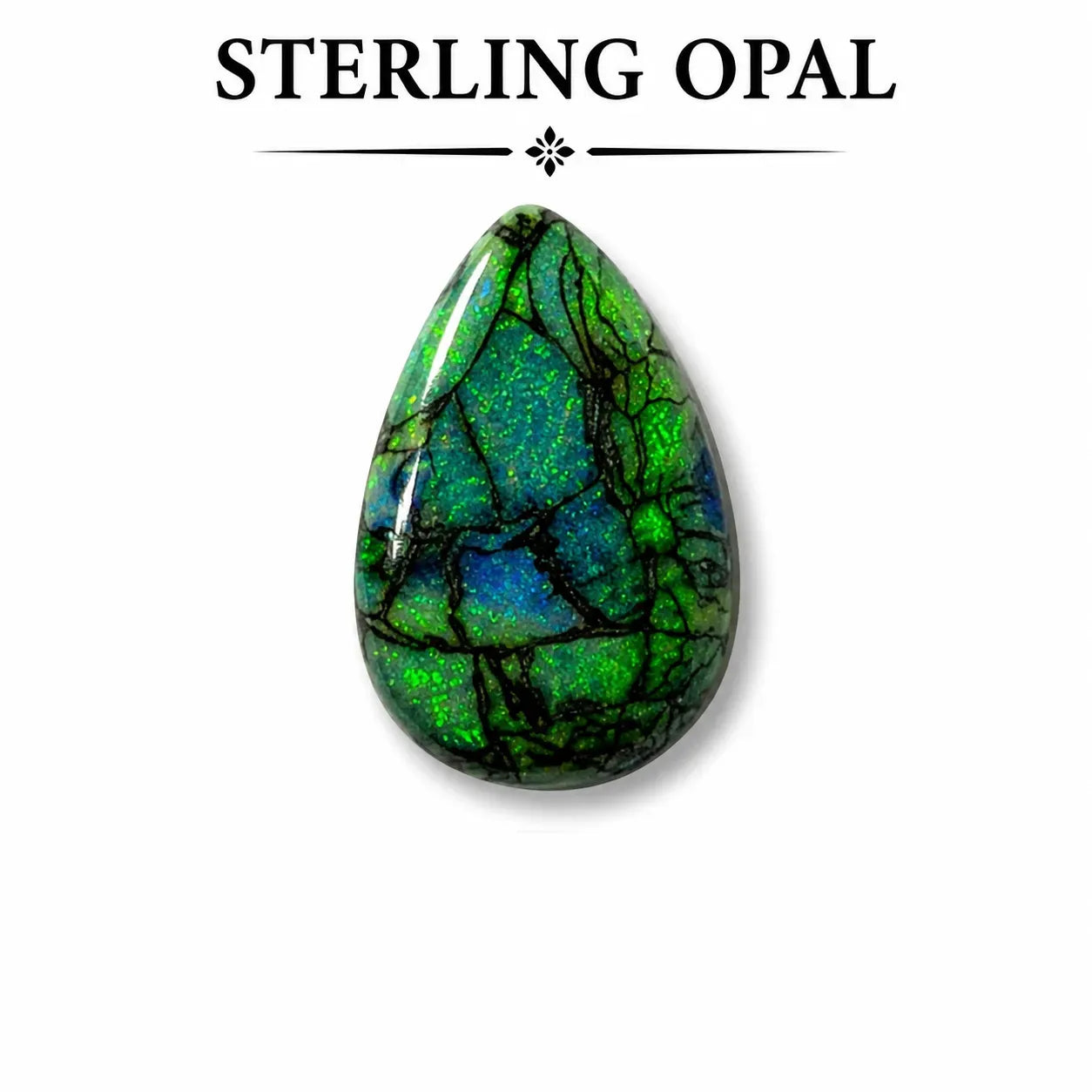 Pear shape Sterling Opal Cabochon, 12x17mm, 4 carats, AAA grade accent stone front view