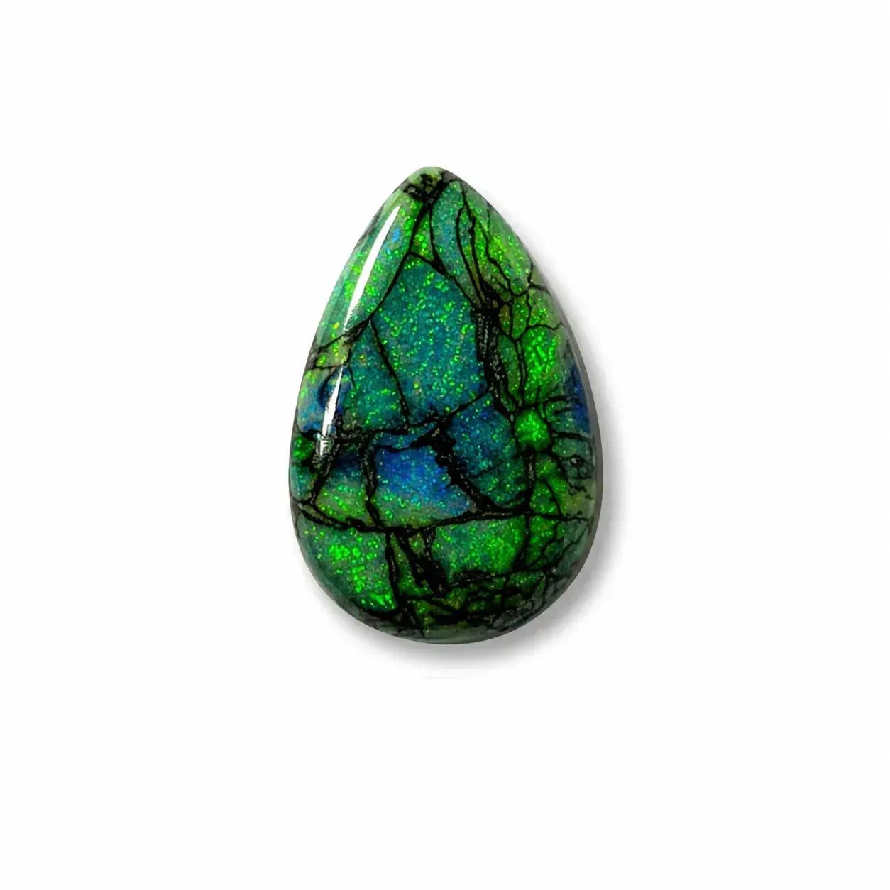 Pear shape Sterling Opal Cabochon, 12x17mm, 4 carats, AAA grade accent stone front view