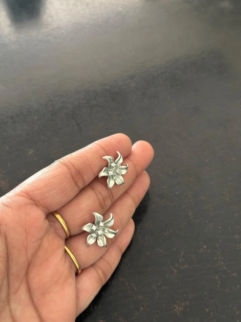 Sterling Silver Flower Studs, CZ Sparkle — A Little Something for Mom