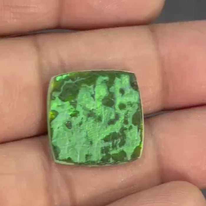 Video showcasing fire and color play in Cushion Shape Sterling Opal Cabochon
