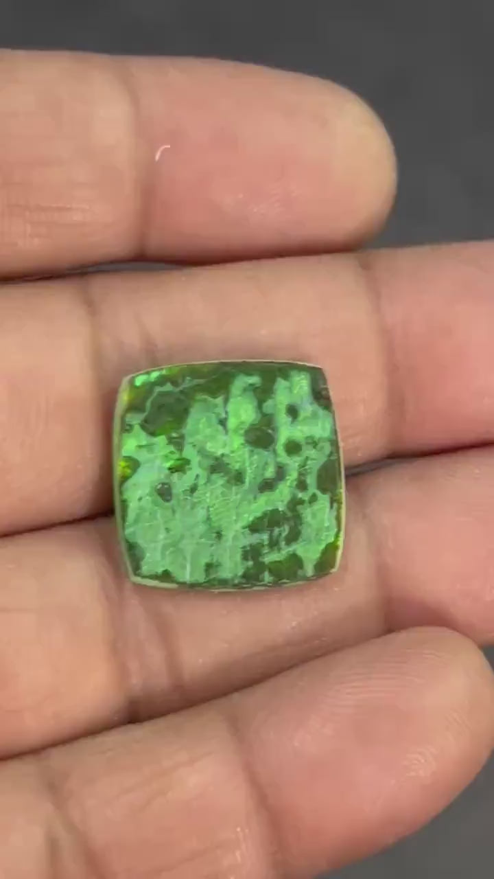 Video showcasing fire and color play in Cushion Shape Sterling Opal Cabochon