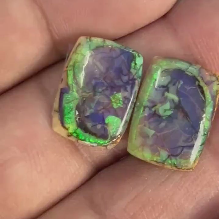 Video showcasing fire and color play in Octagon Sterling Opal Cabochon, 9 carats