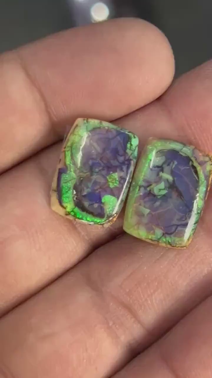 Video showcasing fire and color play in Octagon Sterling Opal Cabochon, 9 carats