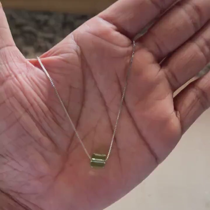 Square peridot pendant necklace in sterling silver