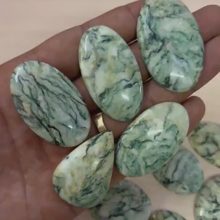 Natural Mariposite Cabochon Lot, Green and White Mixed Shape – AAA Grade Gemstone from California