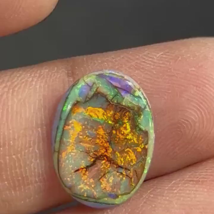 Video showcasing fire and color play in Small Oval Sterling Opal Cabochon