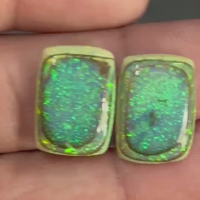 video Octagon cut Sterling Opal Cabochon, 13x18mm, 10 carats, AAA grade