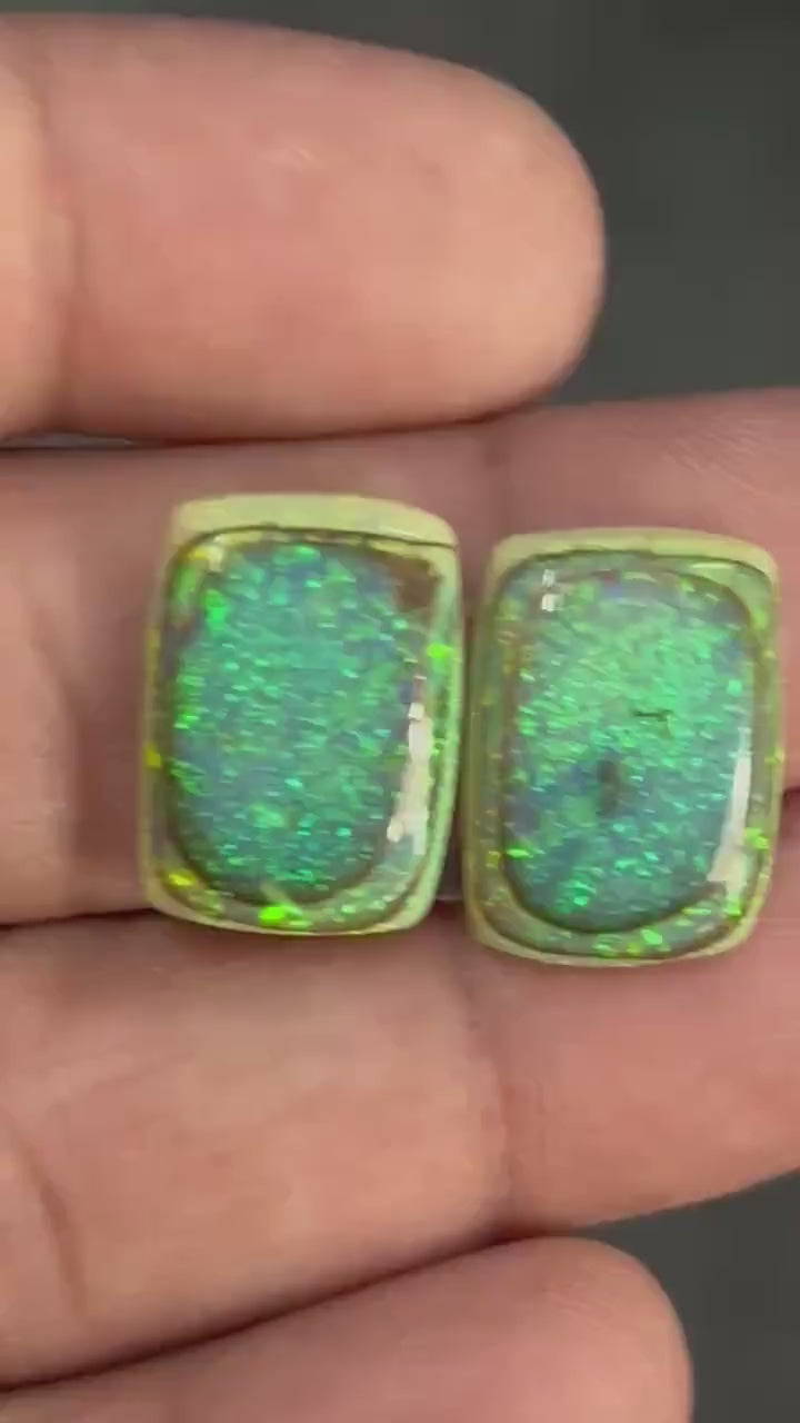 video Octagon cut Sterling Opal Cabochon, 13x18mm, 10 carats, AAA grade