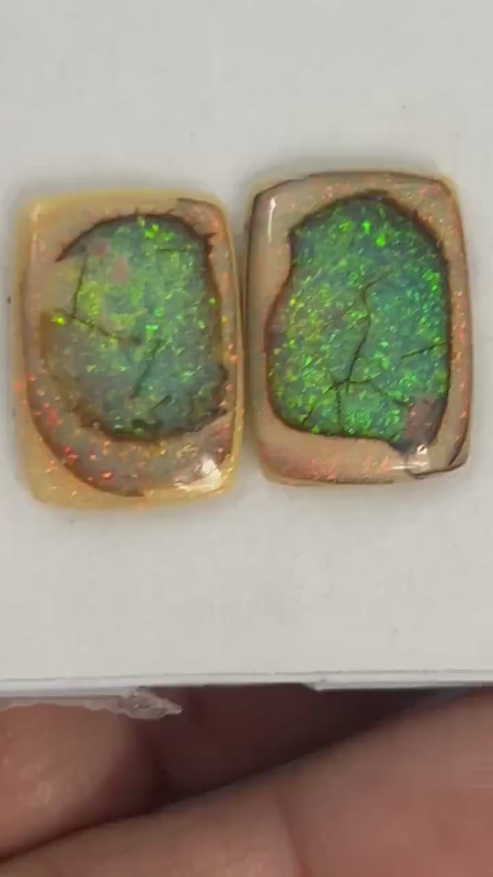 Video showcasing fire and color play in Octagon Shape Monarch Opal Cabochon