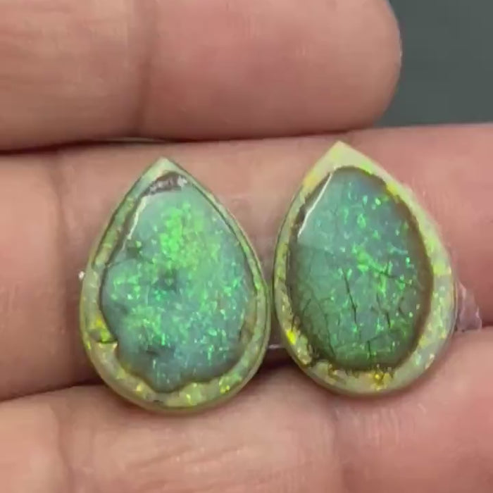 Video showcasing fire and color play in Fancy Shape Sterling Opal Cabochon, 9 carats