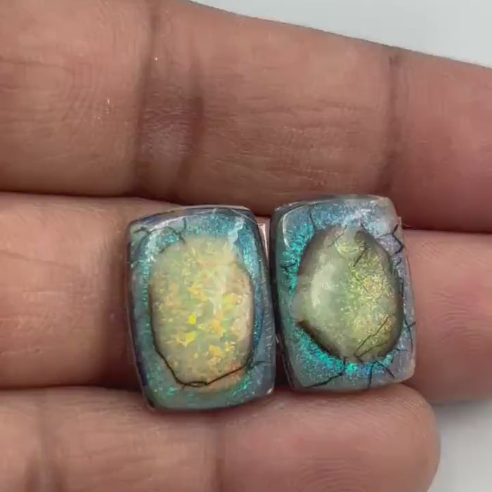 Video showcasing fire and color play in Octagon Sterling Opal Cabochon, 11 carats