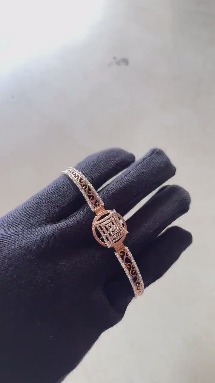 Sterling Silver 925 Zircon Bag Bangle, Luxury Minimal Diamond Look Bracelet