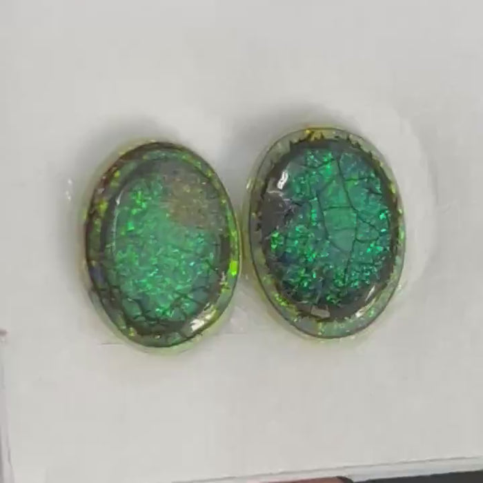 Video showcasing fire and color play in Compact Oval Sterling Opal Cabochon