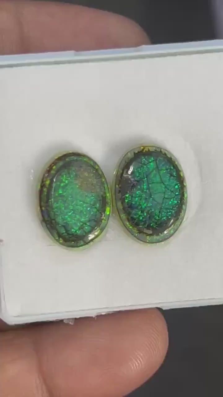 Video showcasing fire and color play in Compact Oval Sterling Opal Cabochon