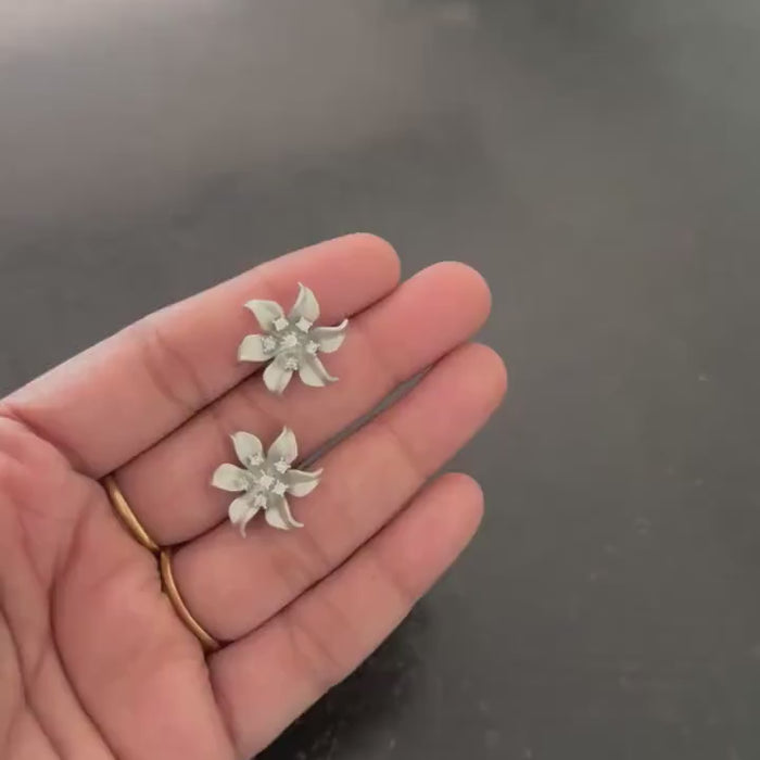 Sterling Silver Flower Stud Earrings for Women