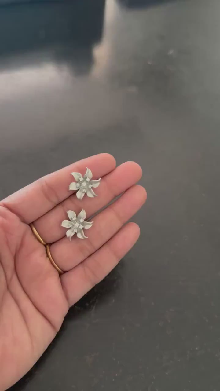 Sterling Silver Flower Stud Earrings for Women