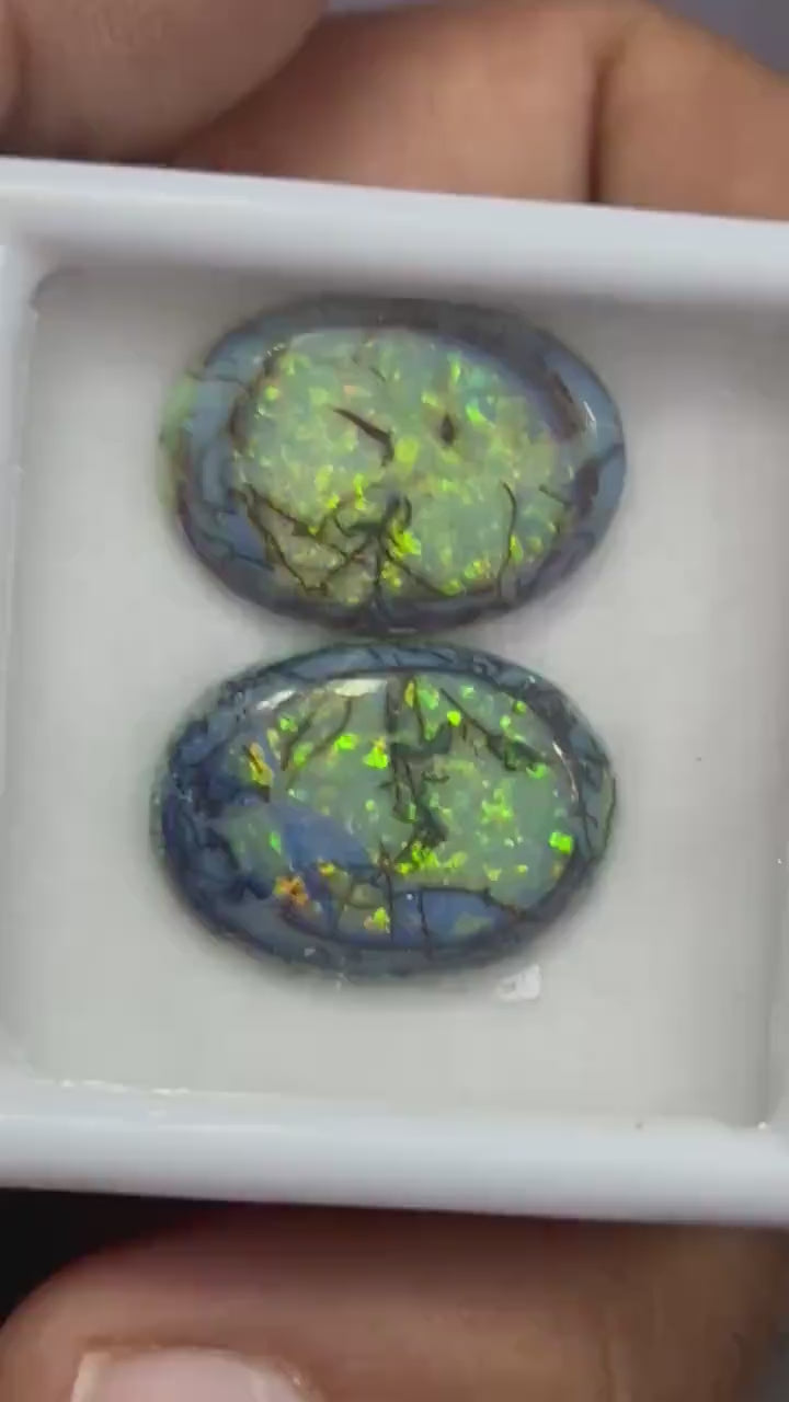 Video showcasing fire and color play in Fancy Shape Sterling Opal Cabochon